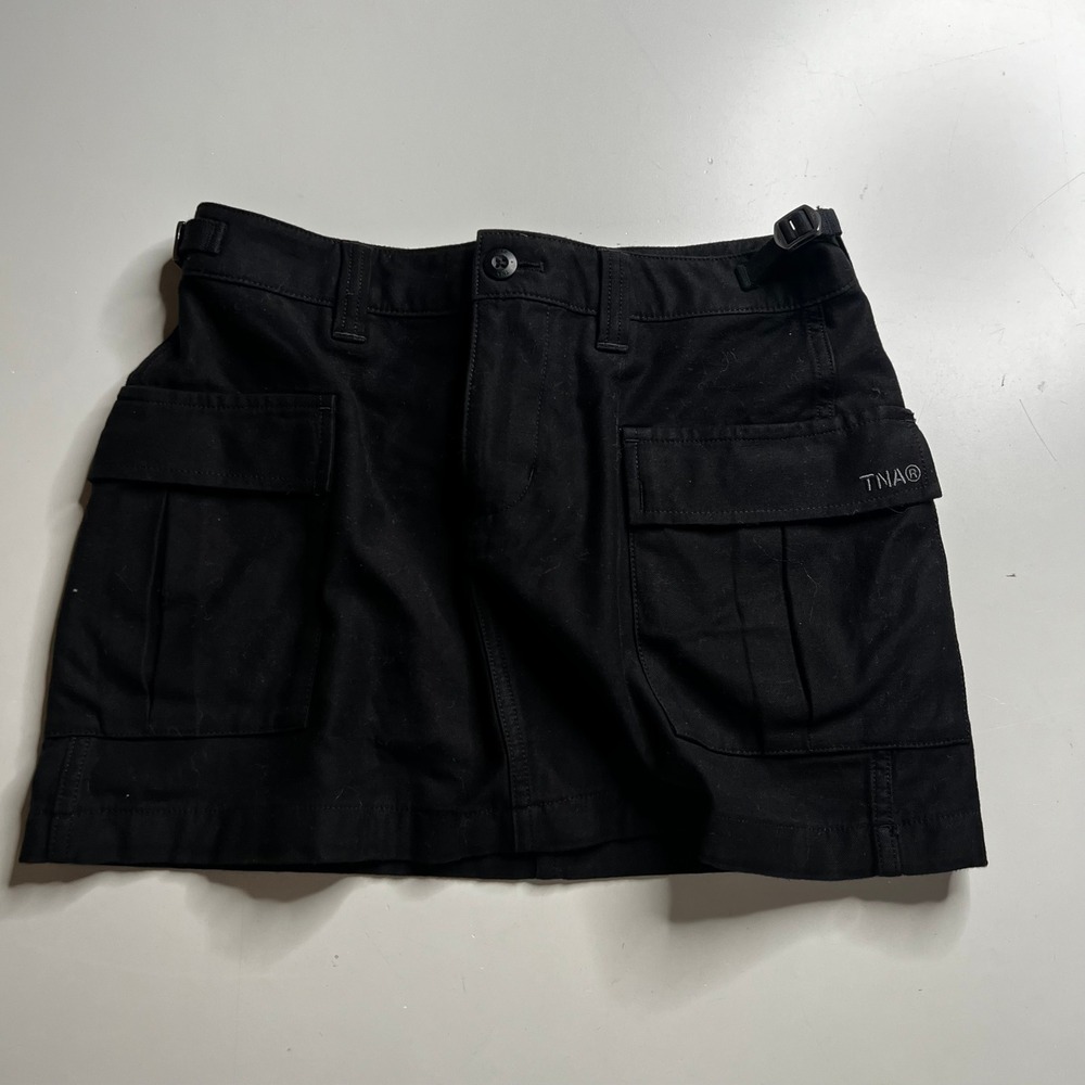 TNA Aritzia Surplus Division Cargo Mini Skirt Black Utility Gorpcore Womens 0